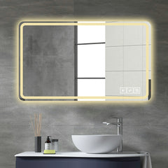 AISU Modern Bathroom Mirror with LED Lights, Horizontal/Vertical