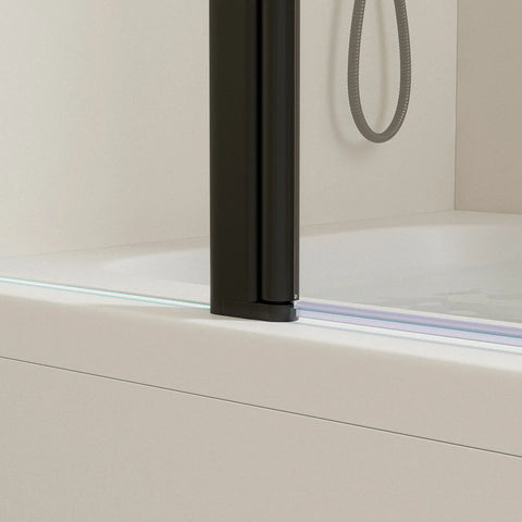 43 Zoll B x 58 Zoll H. Duschtüren für Badewanne, zum Heben und Senken, 6 mm dickes SGCC-Hartglas, Aluminiumlegierung, mattschwarzes Finish