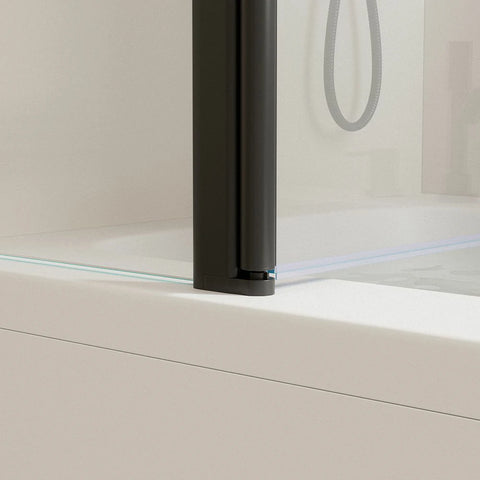 43 Zoll B x 58 Zoll H. Duschtüren für Badewanne, zum Heben und Senken, 6 mm dickes SGCC-Hartglas, Aluminiumlegierung, mattschwarzes Finish