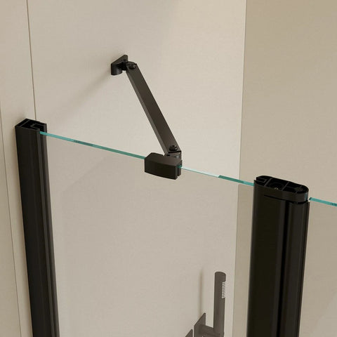 43 Zoll B x 58 Zoll H. Duschtüren für Badewanne, zum Heben und Senken, 6 mm dickes SGCC-Hartglas, Aluminiumlegierung, mattschwarzes Finish