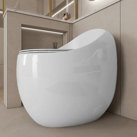 AISU Einteilige Toilette in Eierform mit Einzelspülung, 1,28 GPF