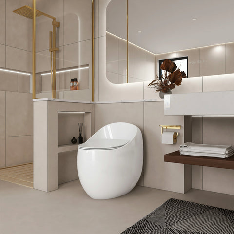 AISU Einteilige Toilette in Eierform mit Einzelspülung, 1,28 GPF