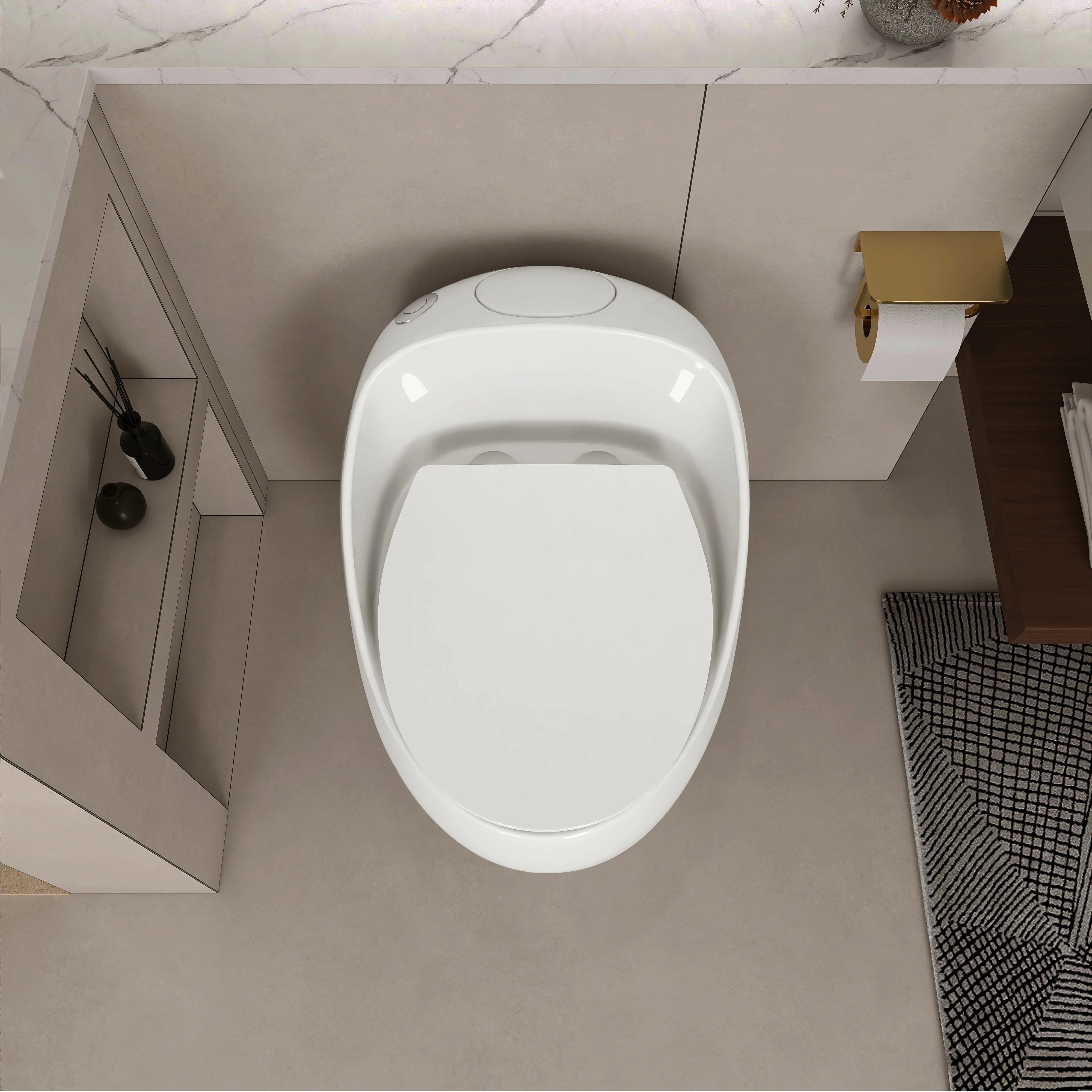 AISU Einteilige Toilette in Eierform mit Einzelspülung, 1,28 GPF