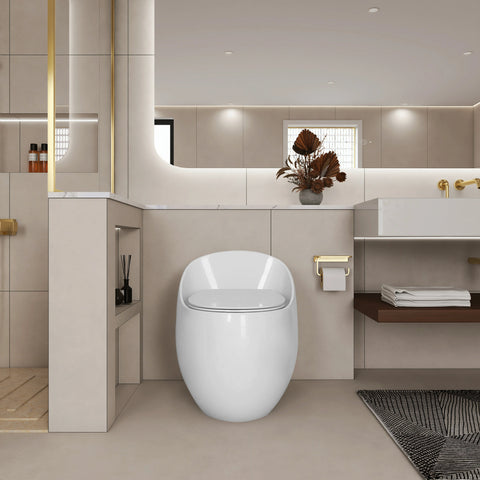 AISU Einteilige Toilette in Eierform mit Einzelspülung, 1,28 GPF