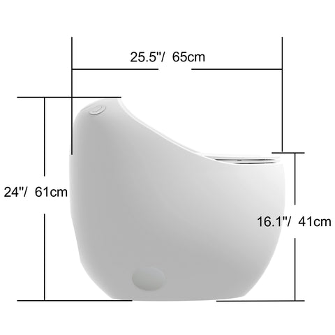 AISU Einteilige Toilette in Eierform mit Einzelspülung, 1,28 GPF