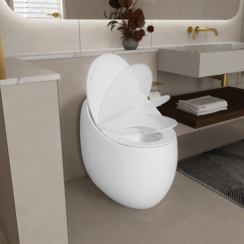 AISU Einteilige Toilette in Eierform mit Einzelspülung, 1,28 GPF