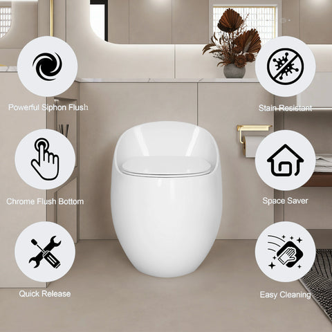AISU Einteilige Toilette in Eierform mit Einzelspülung, 1,28 GPF