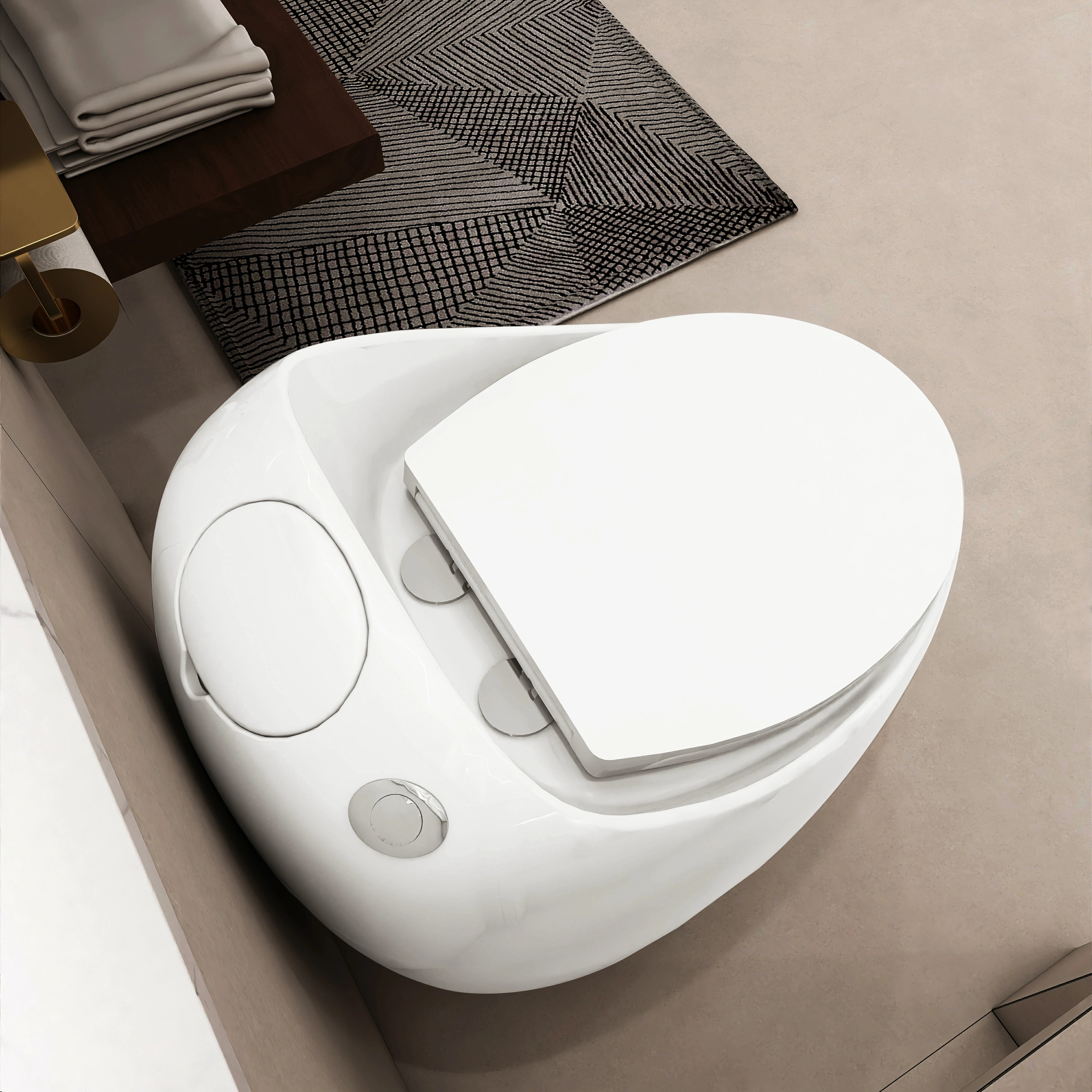 AISU Einteilige Toilette in Eierform mit Einzelspülung, 1,28 GPF