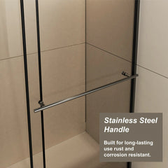 AISU 30 - 60 in.W x 72 in.H Shower Sliding Door Walk-in Shower Screen Dual Usage, 1/4 Inch Thick Glass Panel with Stainless Steel Handle, Supporting Bar, Black