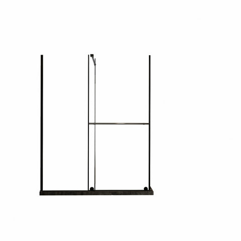 AISU Dusch-Schiebetür, 76,2–152,4 cm B x 182,9 cm H, begehbare Duschwand, doppelt verwendbar, 6,35 mm dicke Glasplatte mit Edelstahlgriff, Stützstange, schwarz 