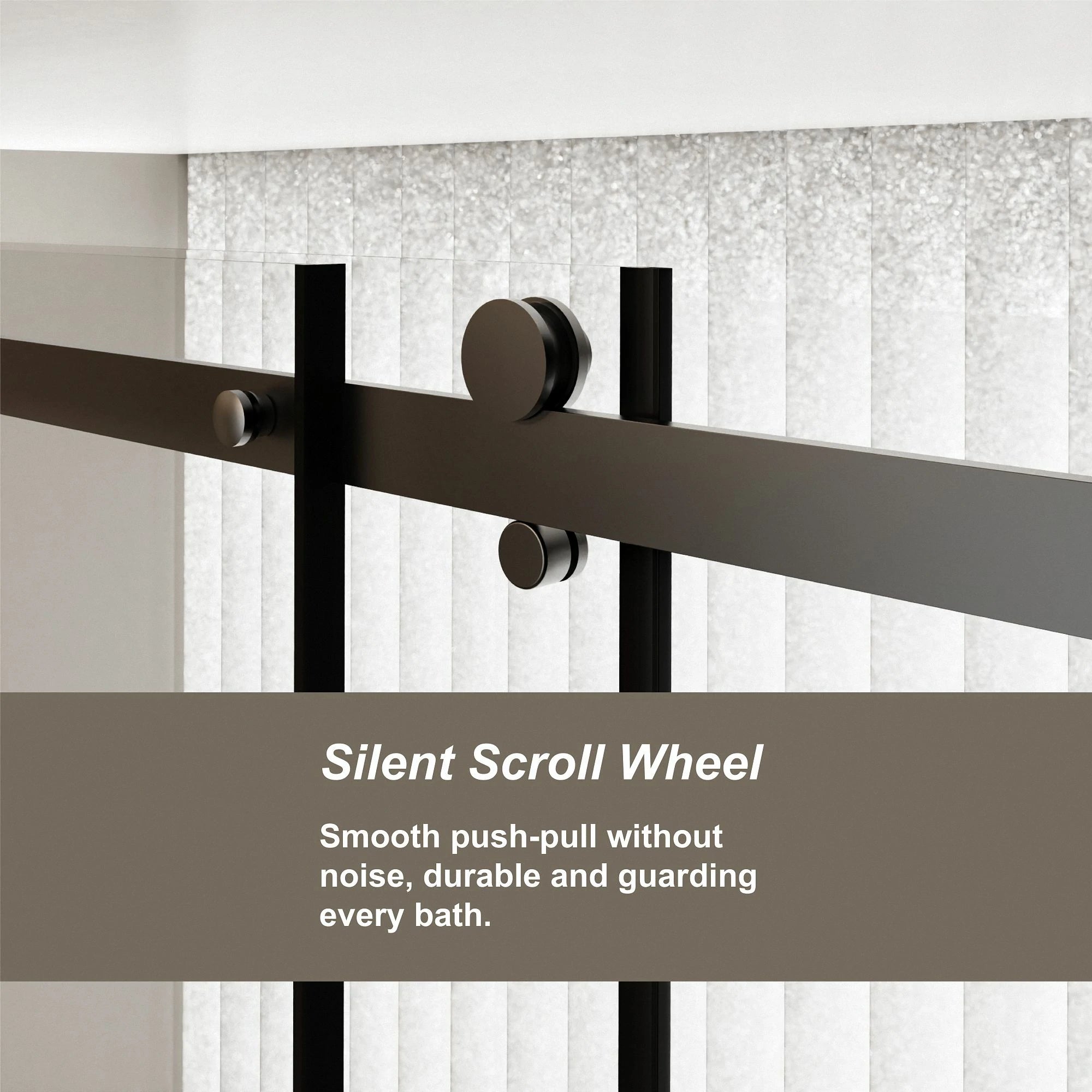 AISU 60 Zoll B x 72 Zoll H rahmenlose Duschtür, einzelne Schiebetür, 1/4 Zoll dickes, klares gehärtetes Glas mit Zink-Rollschienensystem, Edelstahlgriff, schwarz 