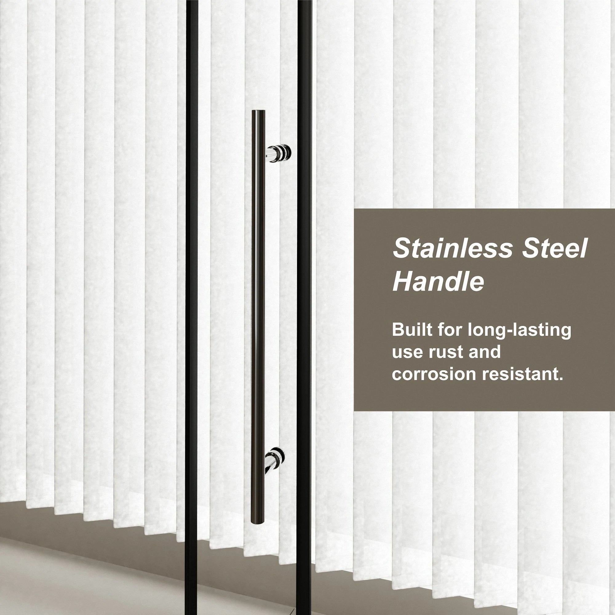 AISU 60 Zoll B x 72 Zoll H rahmenlose Duschtür, einzelne Schiebetür, 1/4 Zoll dickes, klares gehärtetes Glas mit Zink-Rollschienensystem, Edelstahlgriff, schwarz 