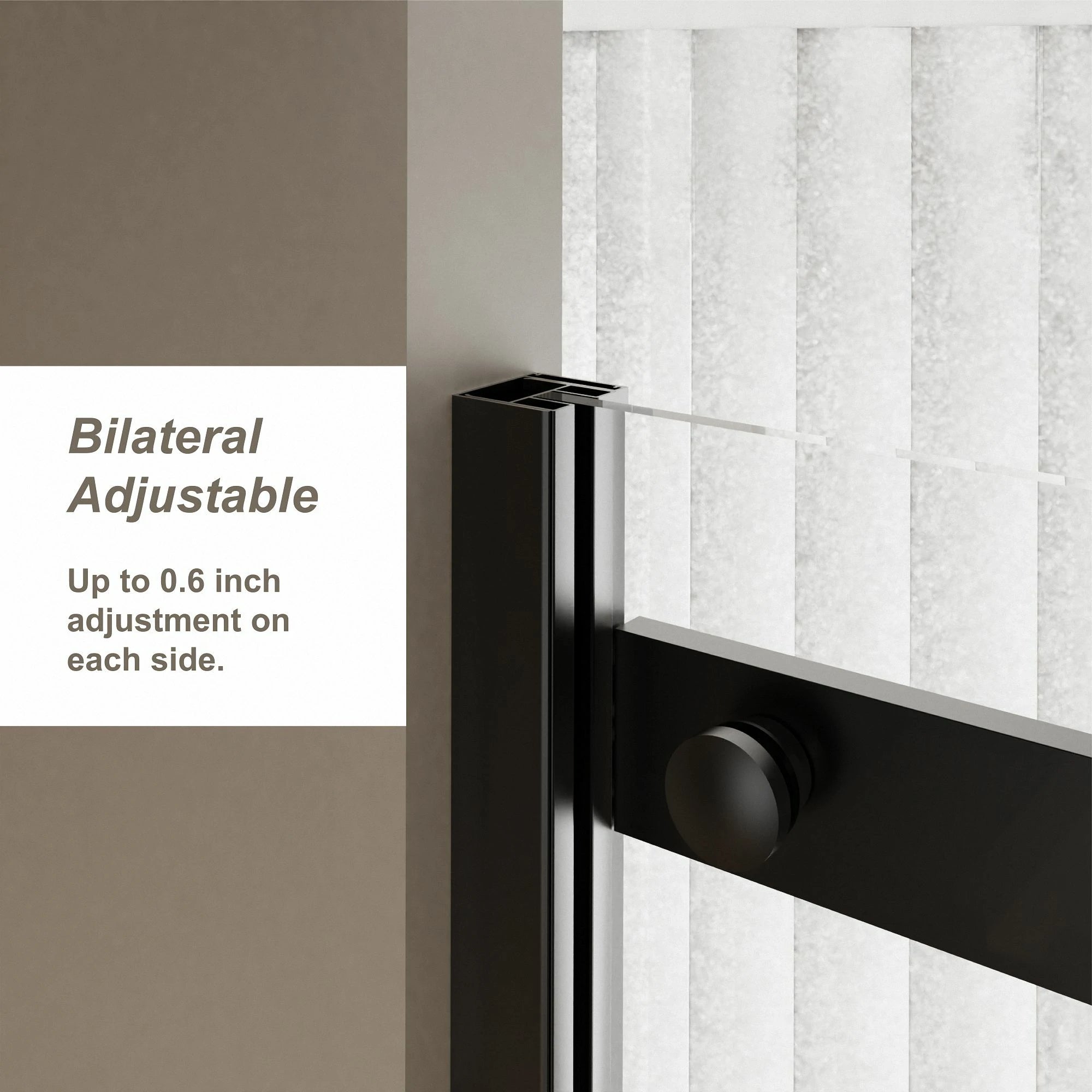 AISU 60 Zoll B x 72 Zoll H rahmenlose Duschtür, einzelne Schiebetür, 1/4 Zoll dickes, klares gehärtetes Glas mit Zink-Rollschienensystem, Edelstahlgriff, schwarz 