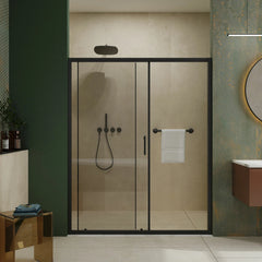 AISU Single Sliding Shower Door, 1/5 inch Thick Clear Tempered with Stainless Steel Handle