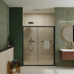 AISU Single Sliding Shower Door, 1/5 inch Thick Clear Tempered with Stainless Steel Handle