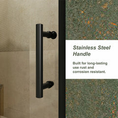AISU Single Sliding Shower Door, 1/5 inch Thick Clear Tempered with Stainless Steel Handle