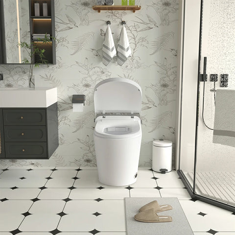 AISU Smart Bidet-Toilette mit Fernbedienung. Erhöhte Toilette ohne Spülkasten mit LED-Anzeige