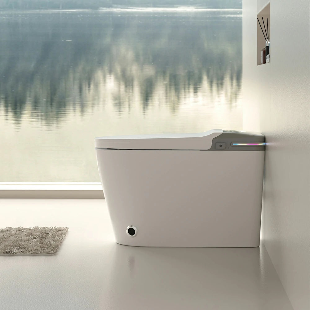 AISU Smart Bidet-Toilette mit Fernbedienung. Erhöhte Toilette ohne Spülkasten mit LED-Anzeige
