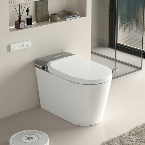 AISU Smart Bidet-Toilette mit Fernbedienung. Erhöhte Toilette ohne Spülkasten mit LED-Anzeige