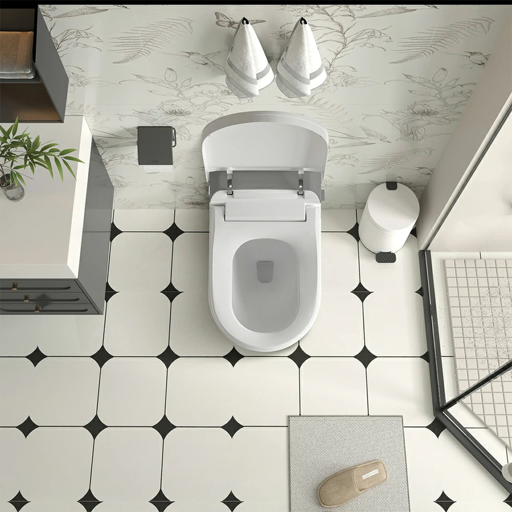 AISU Smart Bidet-Toilette mit Fernbedienung. Erhöhte Toilette ohne Spülkasten mit LED-Anzeige
