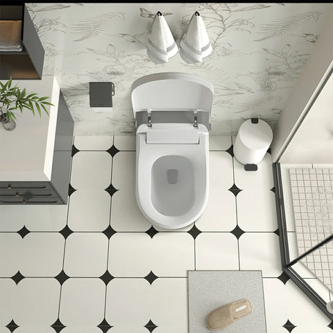 AISU Smart Bidet-Toilette mit Fernbedienung. Erhöhte Toilette ohne Spülkasten mit LED-Anzeige