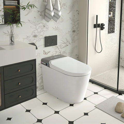 AISU Smart Bidet-Toilette mit Fernbedienung. Erhöhte Toilette ohne Spülkasten mit LED-Anzeige