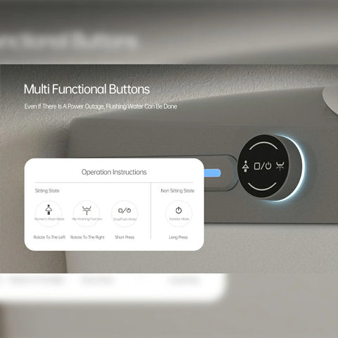 AISU Smart Bidet-Toilette mit Fernbedienung. Erhöhte Toilette ohne Spülkasten mit LED-Anzeige
