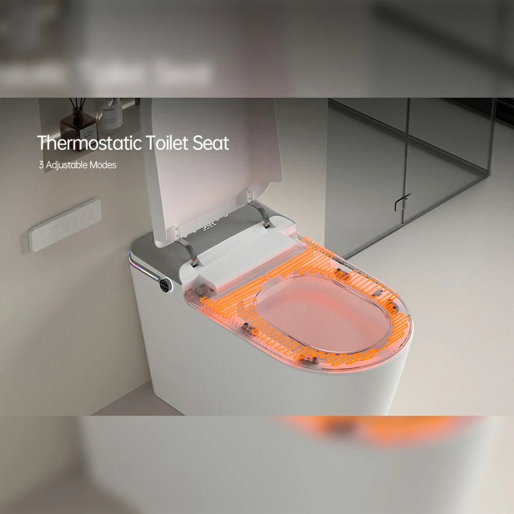 AISU Smart Bidet-Toilette mit Fernbedienung. Erhöhte Toilette ohne Spülkasten mit LED-Anzeige