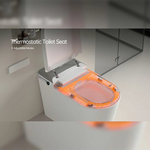 AISU Smart Bidet-Toilette mit Fernbedienung. Erhöhte Toilette ohne Spülkasten mit LED-Anzeige