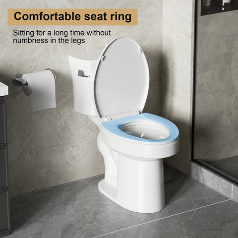 AISU 1,28 GPF Tornado Flush Zweiteilige Toilette für Badezimmer, Siphonic Side Press Single Flush, 17" ADA Comfort Chair Height Seat, S-Trap 12", randlose Schüssel mit sanft schließendem Sitz, benutzerfreundlich, glänzend weiß