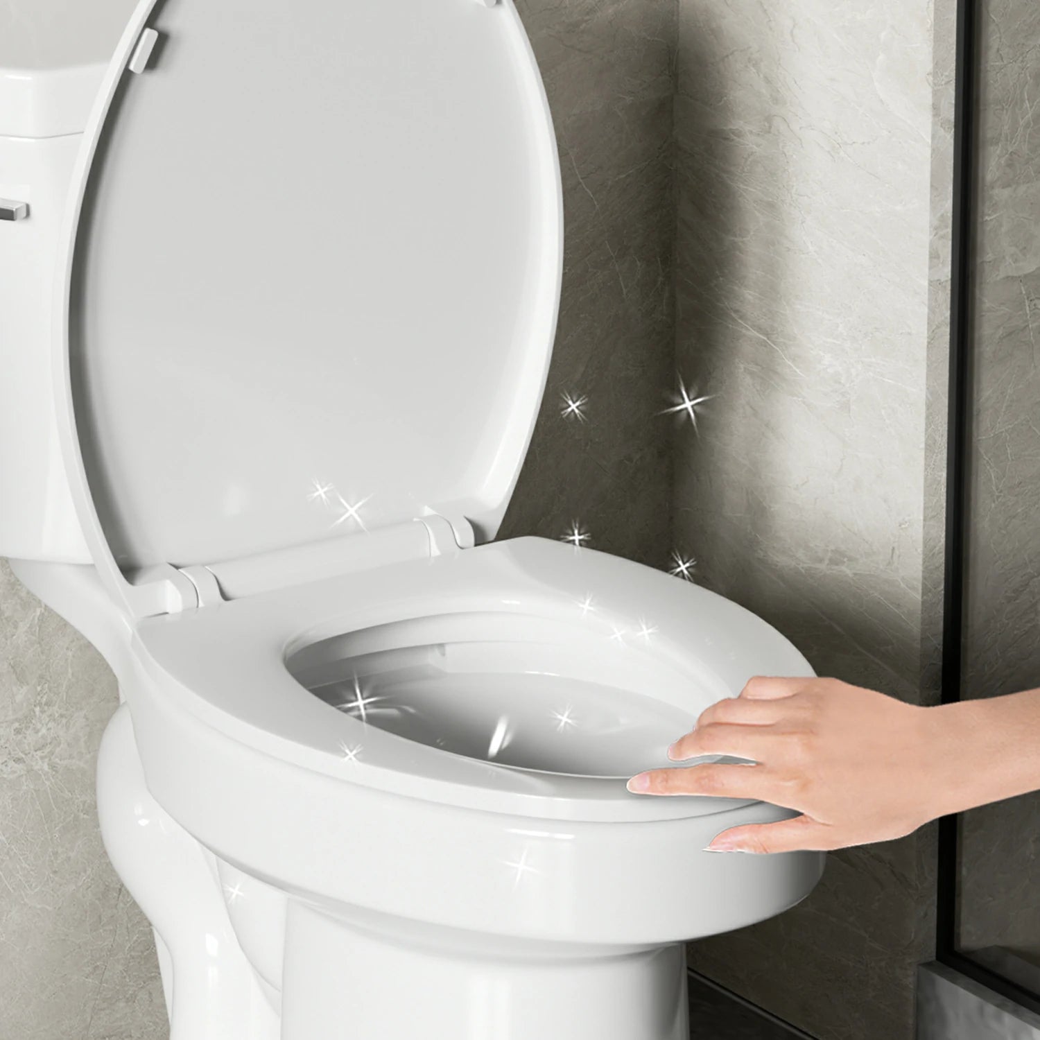 AISU 1,28 GPF Tornado Flush Zweiteilige Toilette für Badezimmer, Siphonic Side Press Single Flush, 17" ADA Comfort Chair Height Seat, S-Trap 12", randlose Schüssel mit sanft schließendem Sitz, benutzerfreundlich, glänzend weiß