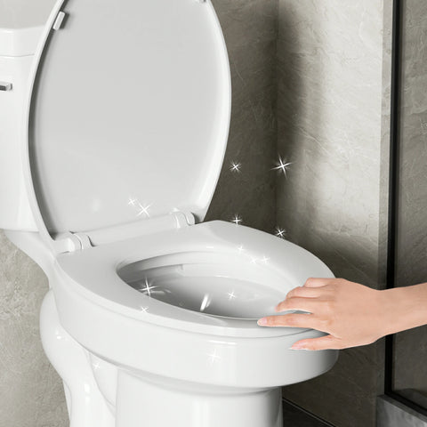 AISU 1,28 GPF Tornado Flush Zweiteilige Toilette für Badezimmer, Siphonic Side Press Single Flush, 17" ADA Comfort Chair Height Seat, S-Trap 12", randlose Schüssel mit sanft schließendem Sitz, benutzerfreundlich, glänzend weiß