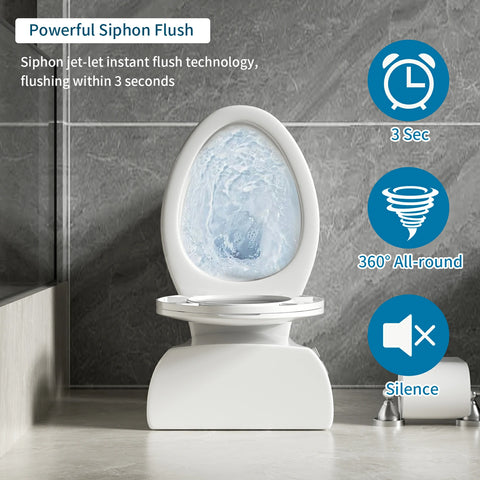 AISU 1,28 GPF Tornado Flush Zweiteilige Toilette für Badezimmer, Siphonic Side Press Single Flush, 17" ADA Comfort Chair Height Seat, S-Trap 12", randlose Schüssel mit sanft schließendem Sitz, benutzerfreundlich, glänzend weiß