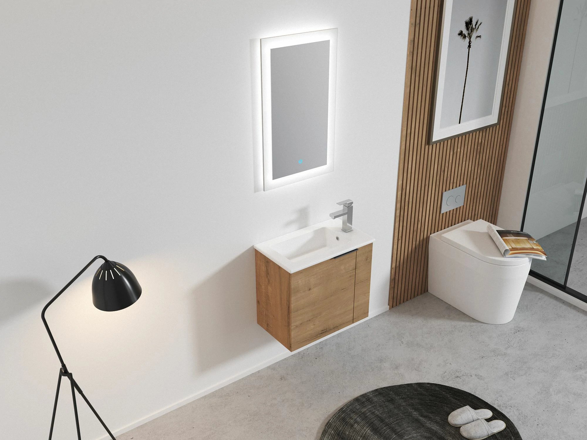 AISU 22" Badezimmer-Waschtisch mit Waschbecken für kleine Badezimmer