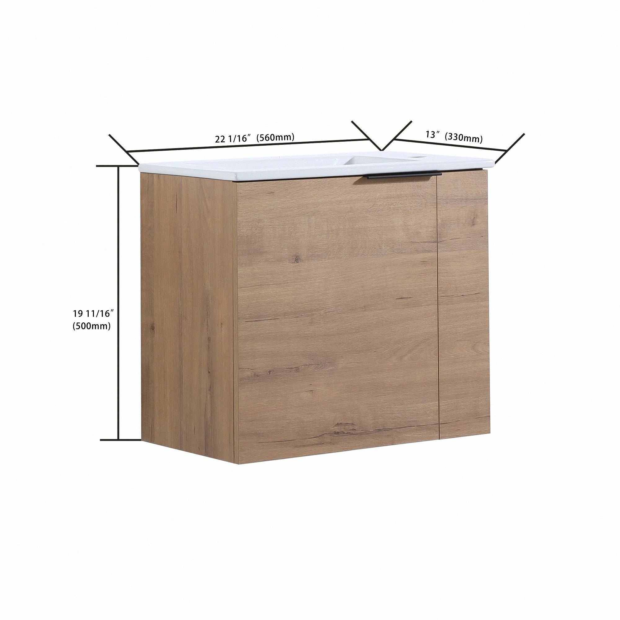 AISU 22" Badezimmer-Waschtisch mit Waschbecken für kleine Badezimmer