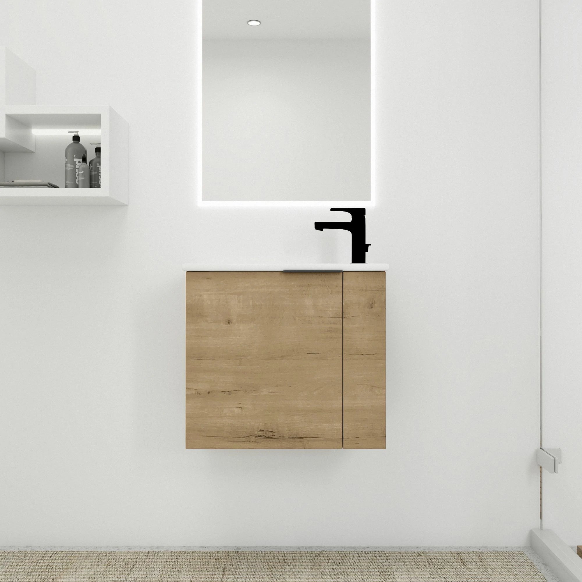 AISU 22" Badezimmer-Waschtisch mit Waschbecken für kleine Badezimmer