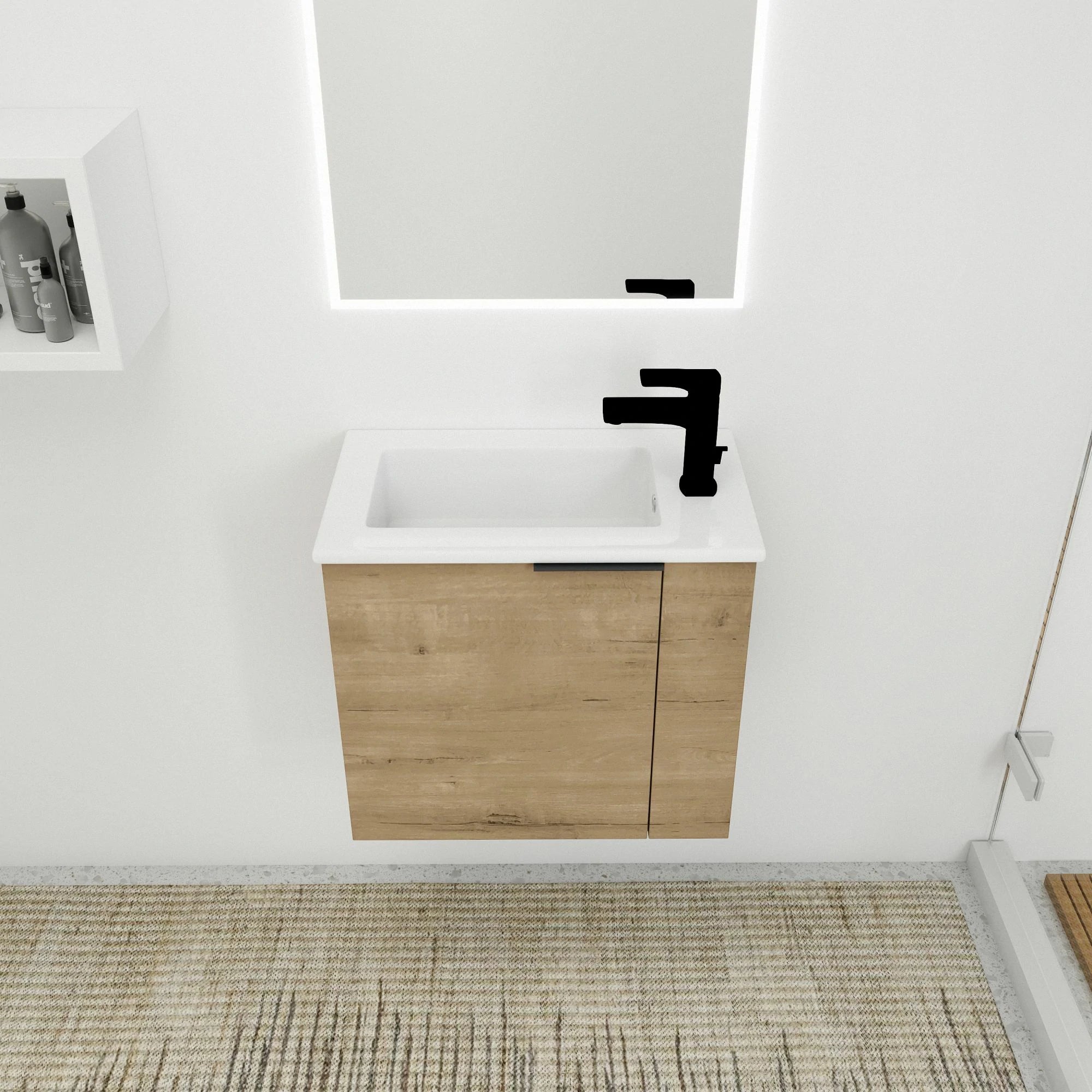 AISU 22" Badezimmer-Waschtisch mit Waschbecken für kleine Badezimmer
