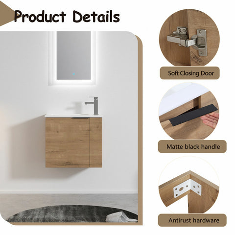 AISU 22" Badezimmer-Waschtisch mit Waschbecken für kleine Badezimmer