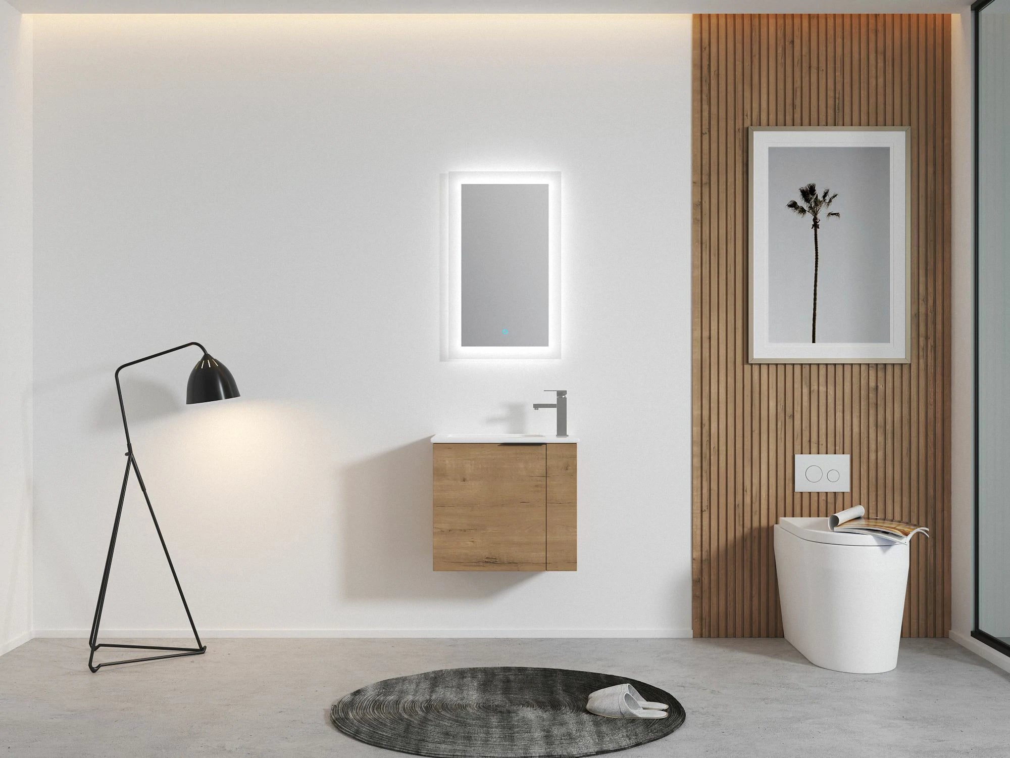 AISU 22" Badezimmer-Waschtisch mit Waschbecken für kleine Badezimmer