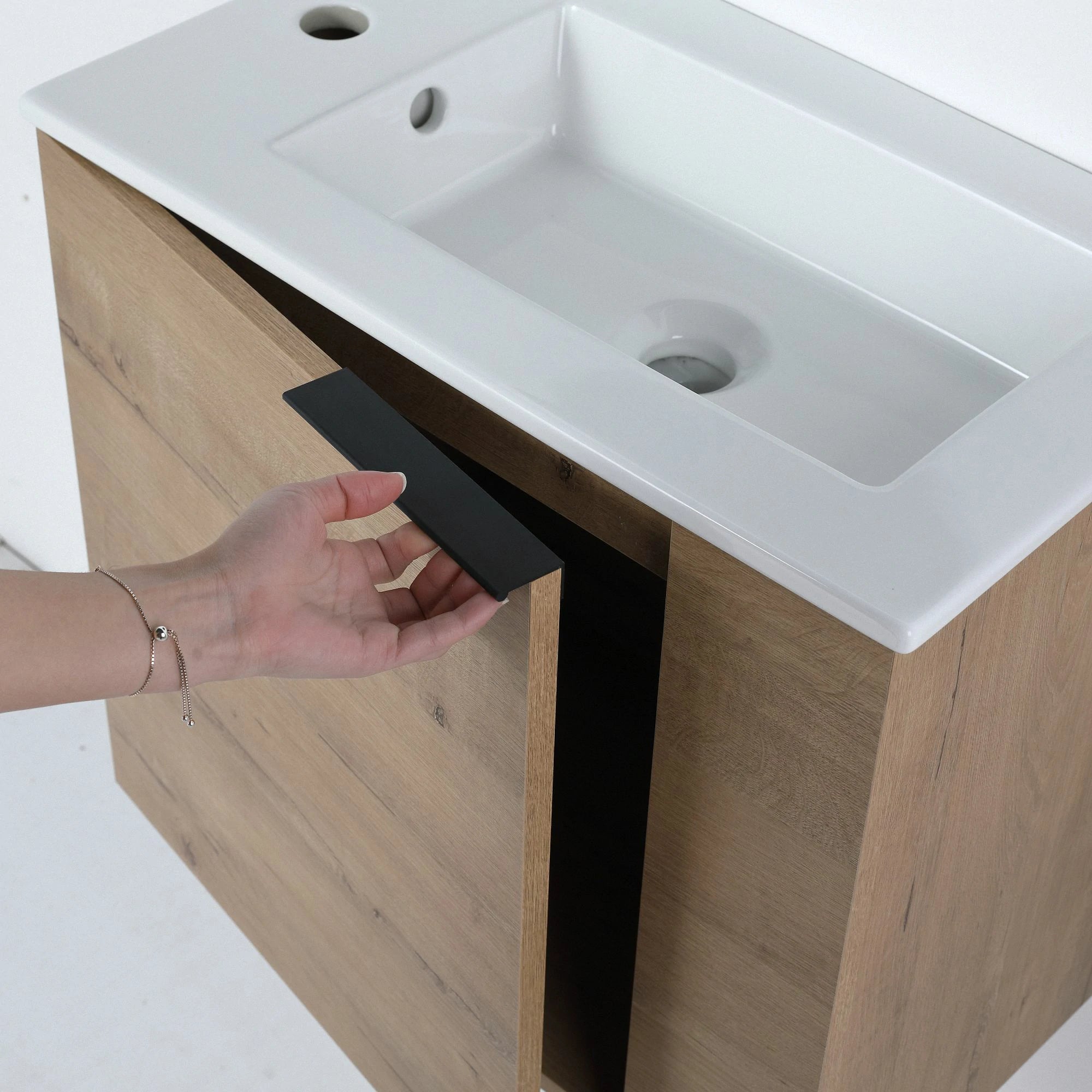 AISU 22" Badezimmer-Waschtisch mit Waschbecken für kleine Badezimmer
