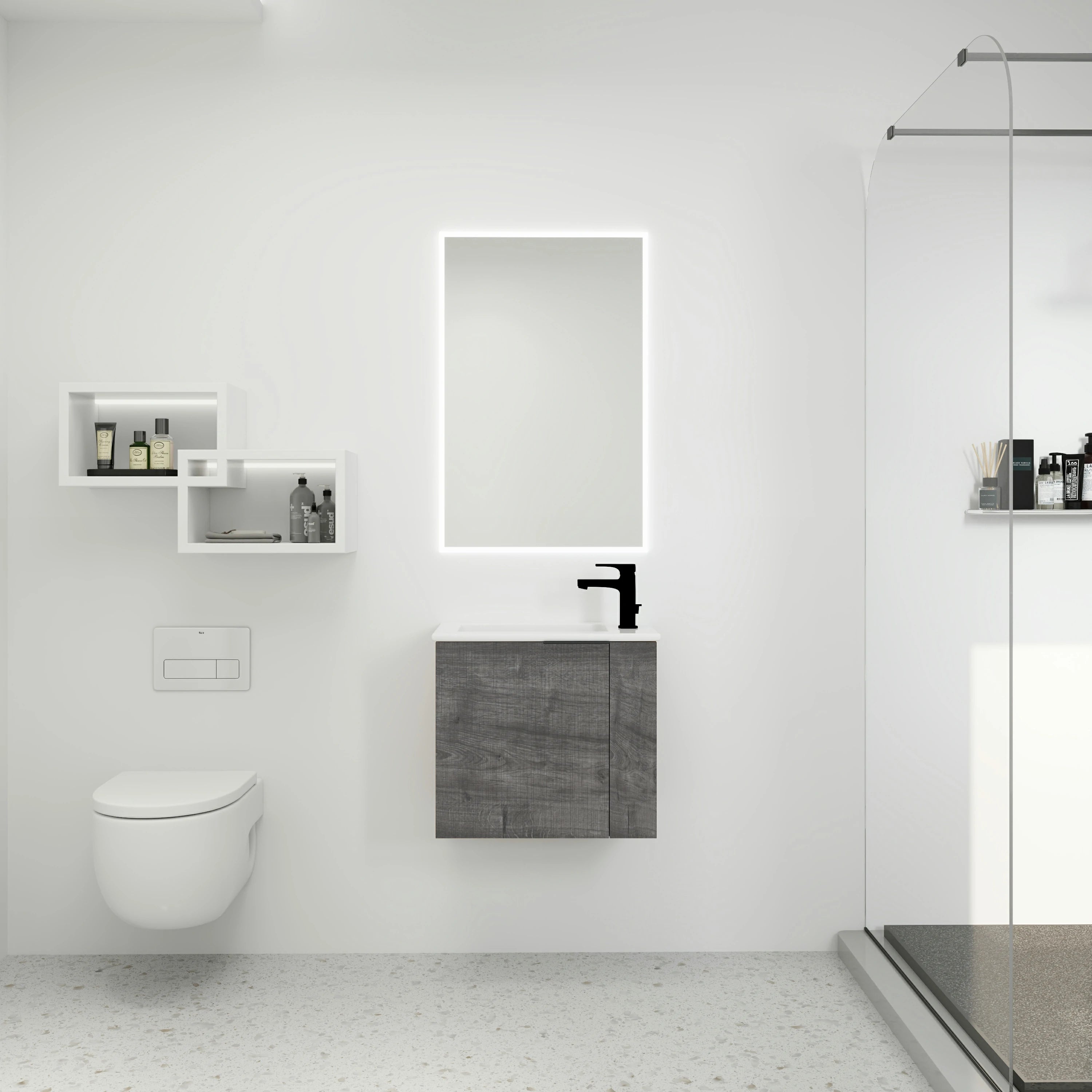 AISU 22" Badezimmer-Waschtisch mit Waschbecken für kleine Badezimmer