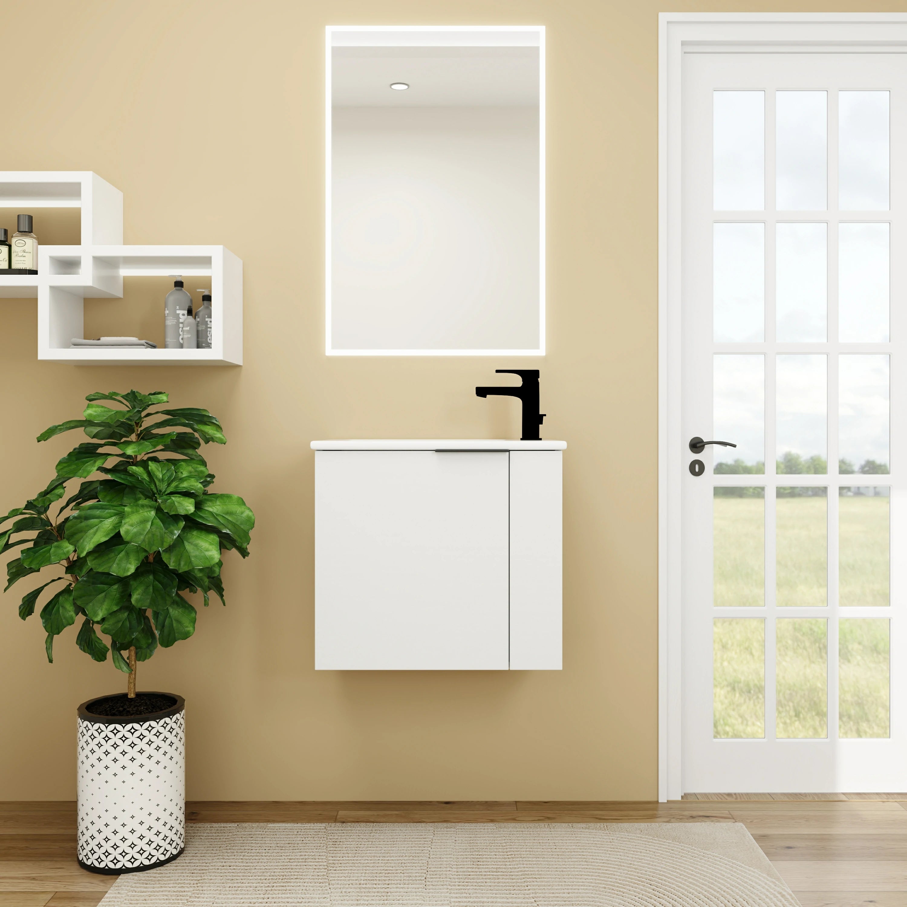 AISU 22" Badezimmer-Waschtisch mit Waschbecken für kleine Badezimmer