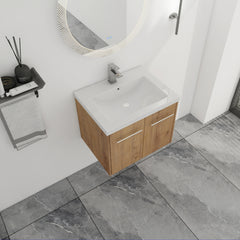 AISU Bathroom Cabinet With Sink,Soft Close Doors,Float Mounting Design, For Small Bathroom