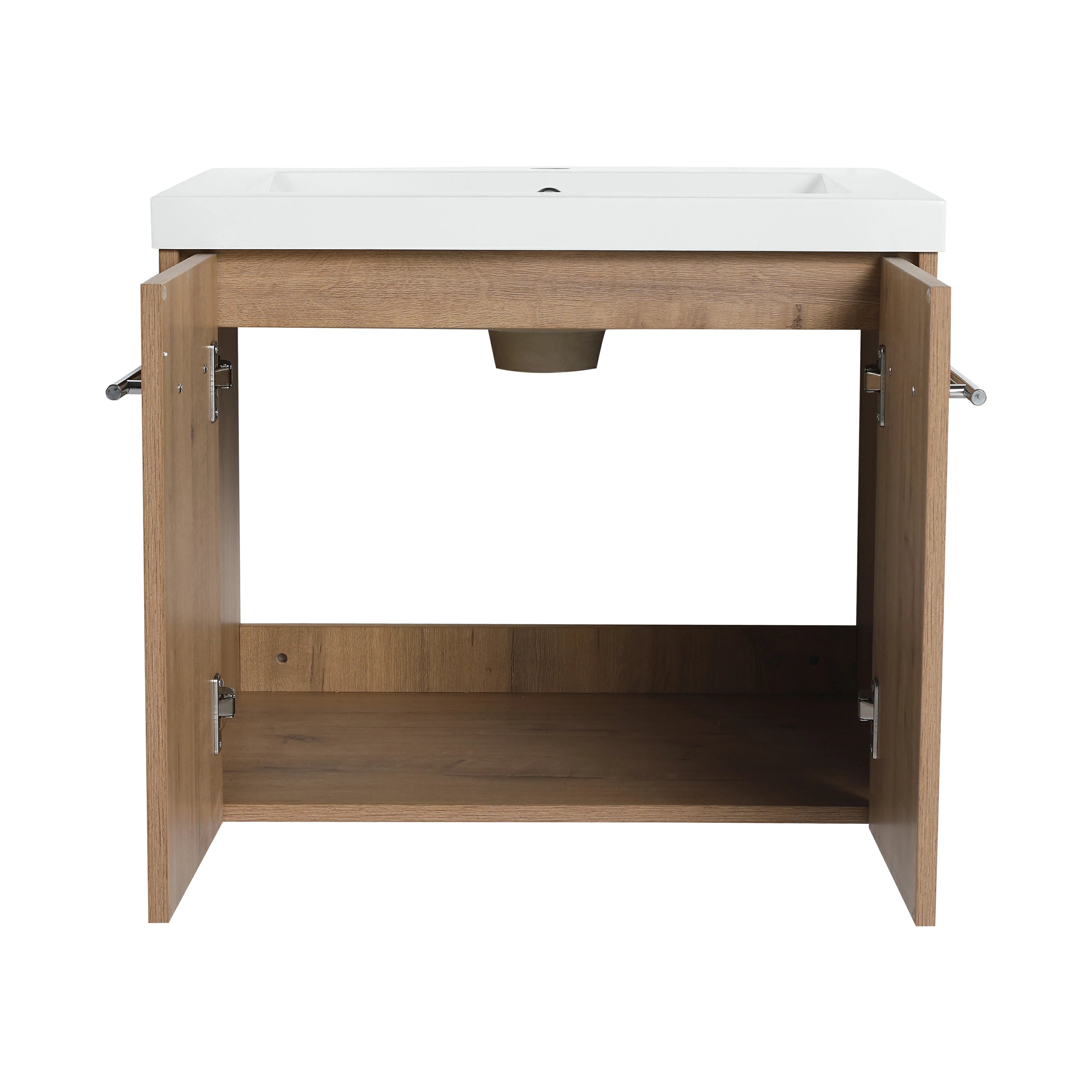 AISU Badezimmerschrank mit Waschbecken, Türen mit sanfter Schließung, schwimmendes Montagedesign, für kleine Badezimmer