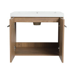 AISU Bathroom Cabinet With Sink,Soft Close Doors,Float Mounting Design, For Small Bathroom