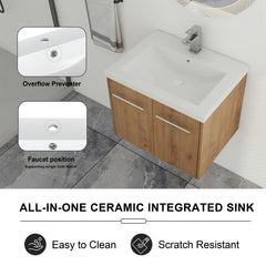 AISU Bathroom Cabinet With Sink,Soft Close Doors,Float Mounting Design, For Small Bathroom