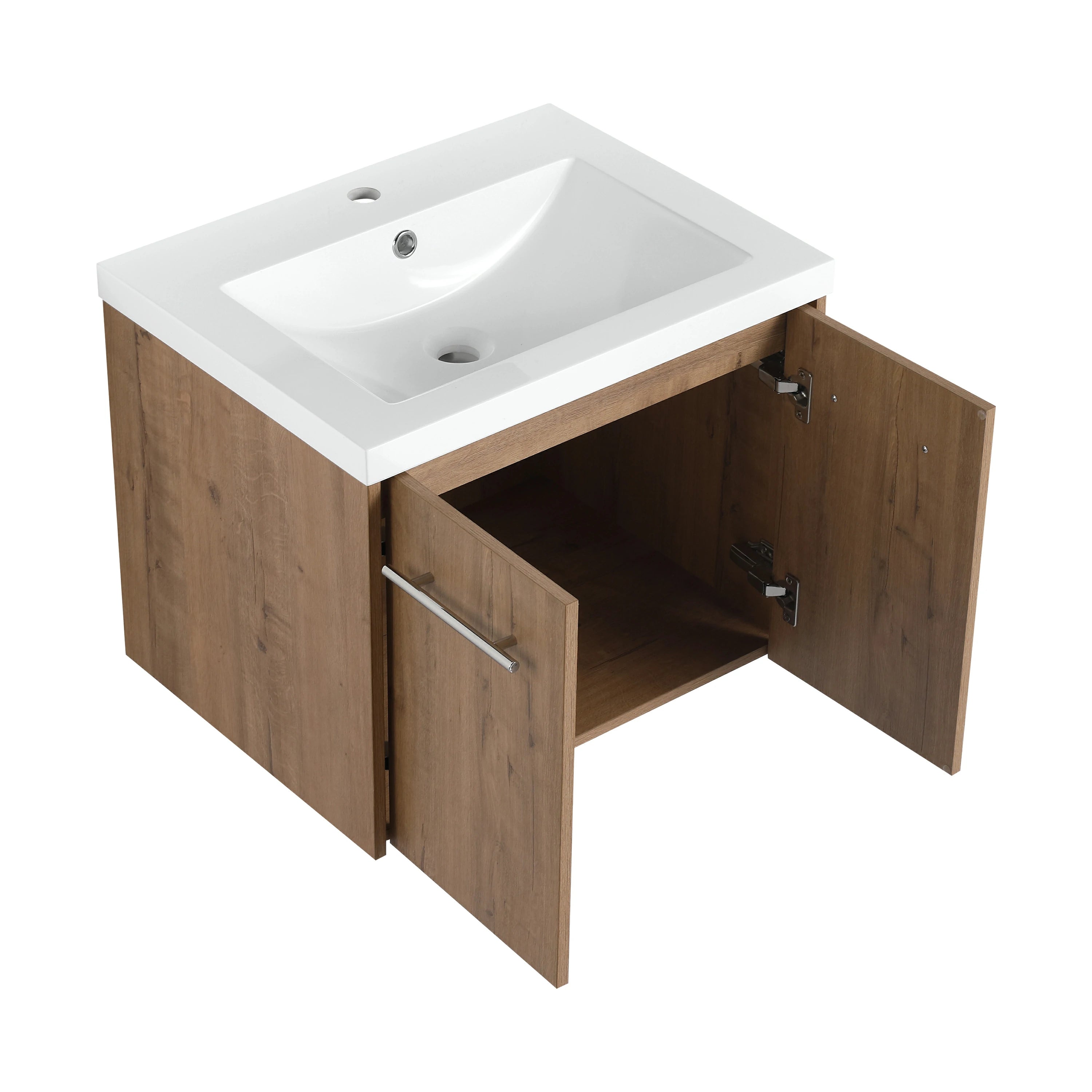 AISU Badezimmerschrank mit Waschbecken, Türen mit sanfter Schließung, schwimmendes Montagedesign, für kleine Badezimmer