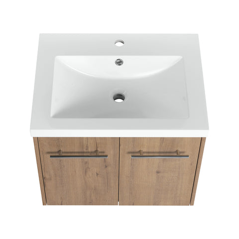AISU Badezimmerschrank mit Waschbecken, Türen mit sanfter Schließung, schwimmendes Montagedesign, für kleine Badezimmer