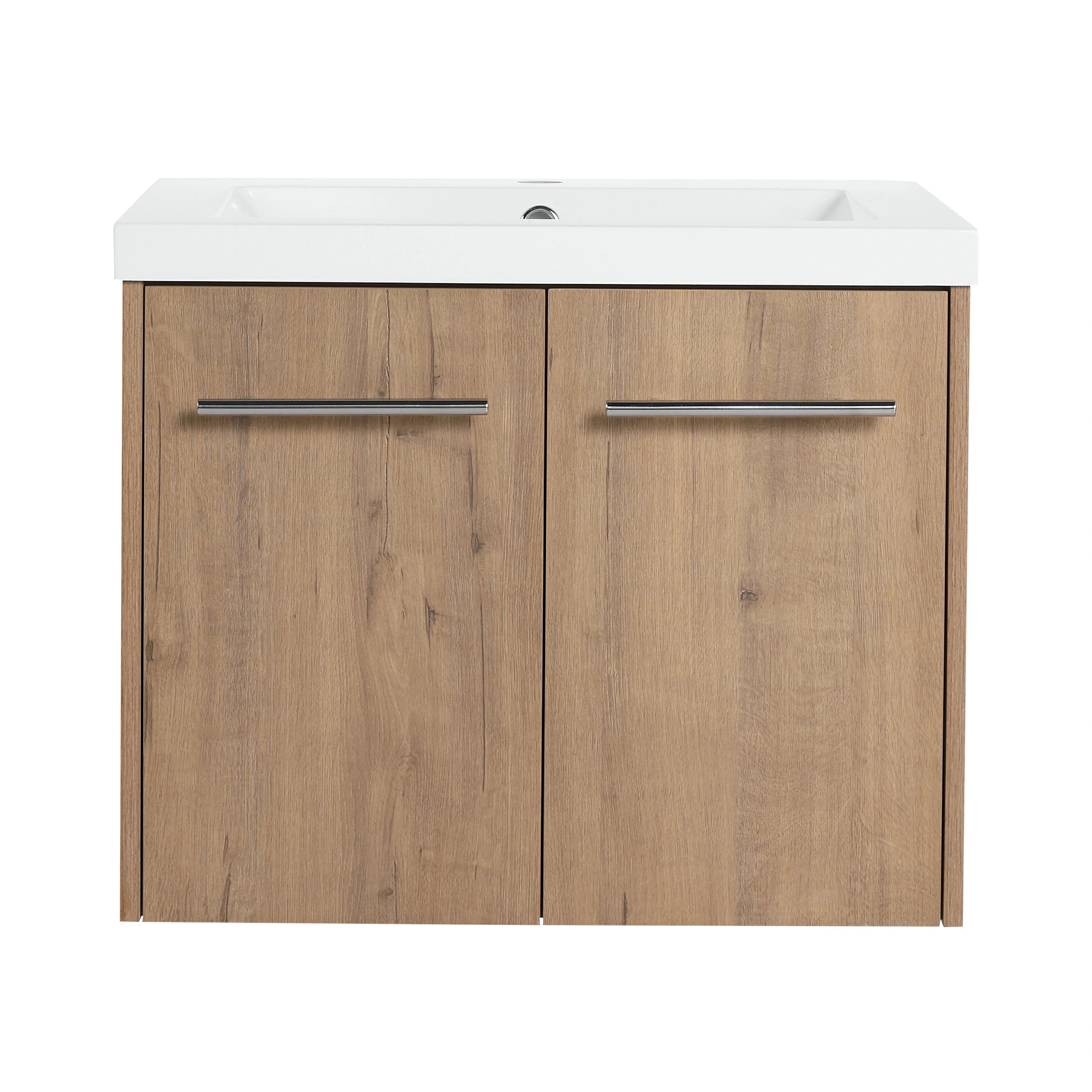 AISU Badezimmerschrank mit Waschbecken, Türen mit sanfter Schließung, schwimmendes Montagedesign, für kleine Badezimmer