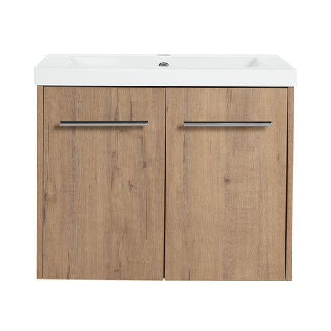 AISU Badezimmerschrank mit Waschbecken, Türen mit sanfter Schließung, schwimmendes Montagedesign, für kleine Badezimmer